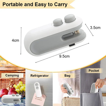 Mini Heat Bag Sealing Machine Package Bags Sealer Thermal Plastic Food Bag Closure Portable Sealer Food Packaging Heat Sealer