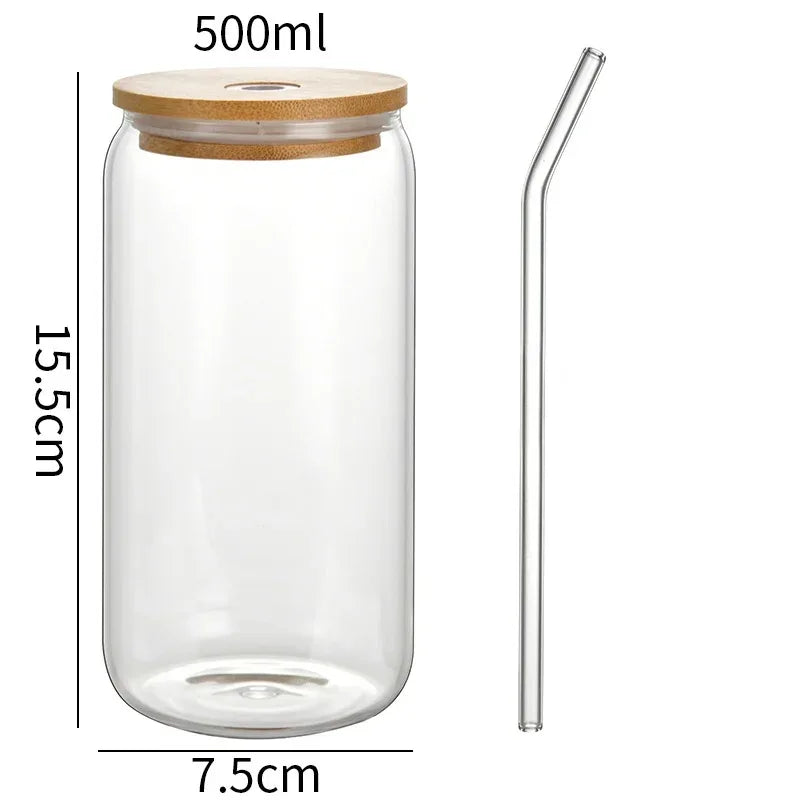 1-4pcs/set High Borosilicate Glass Water Cup 21.3oz Reusable Drinking Cups Ice Coffee Boba Bottle for Restaurant Travel Bottles
