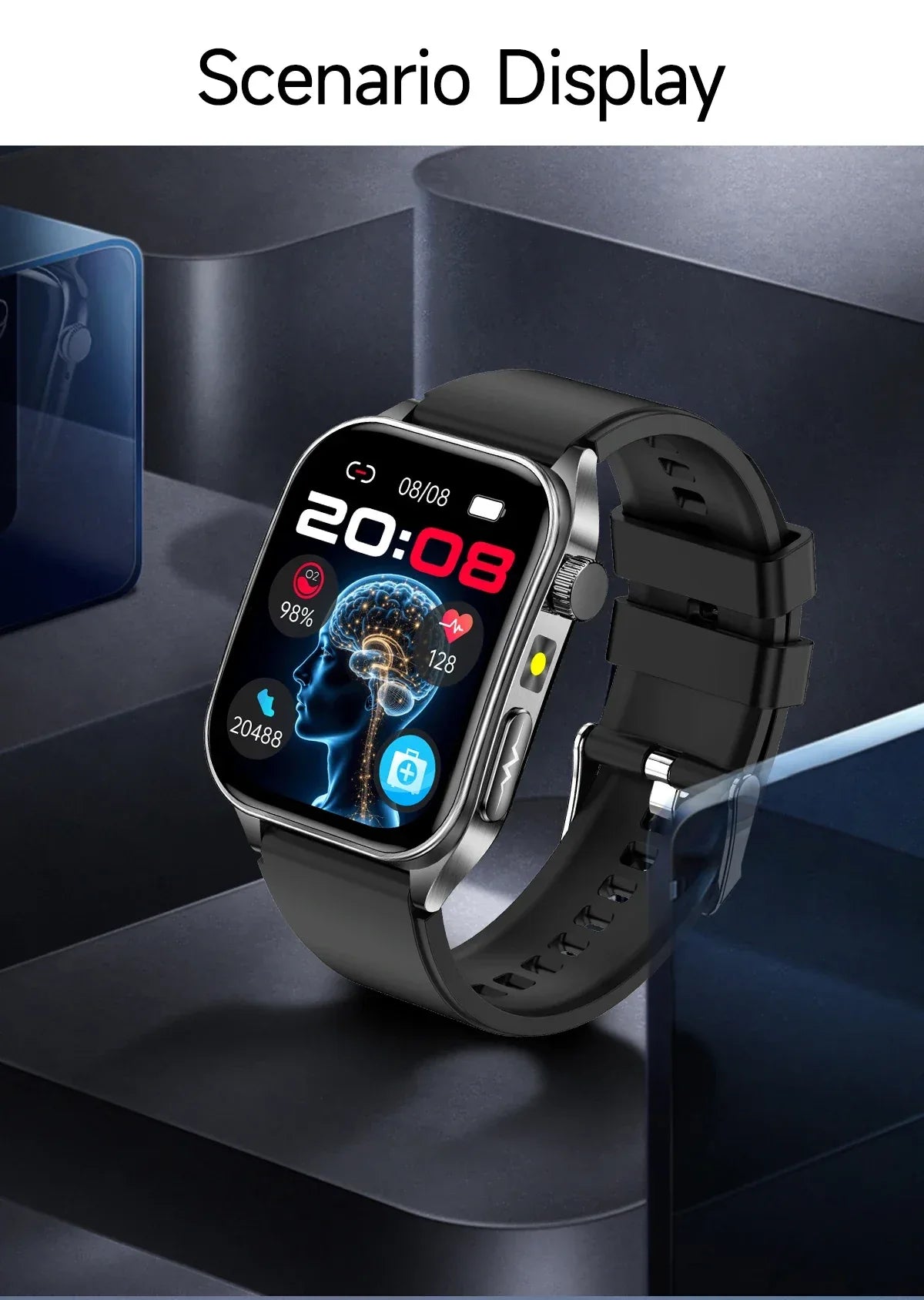 New 650nm Dual probe laser Health Smart Watch ECG+PPG Blood pressure Uric Acid Blood lipids AMOLED Physical therapy Smartwatches