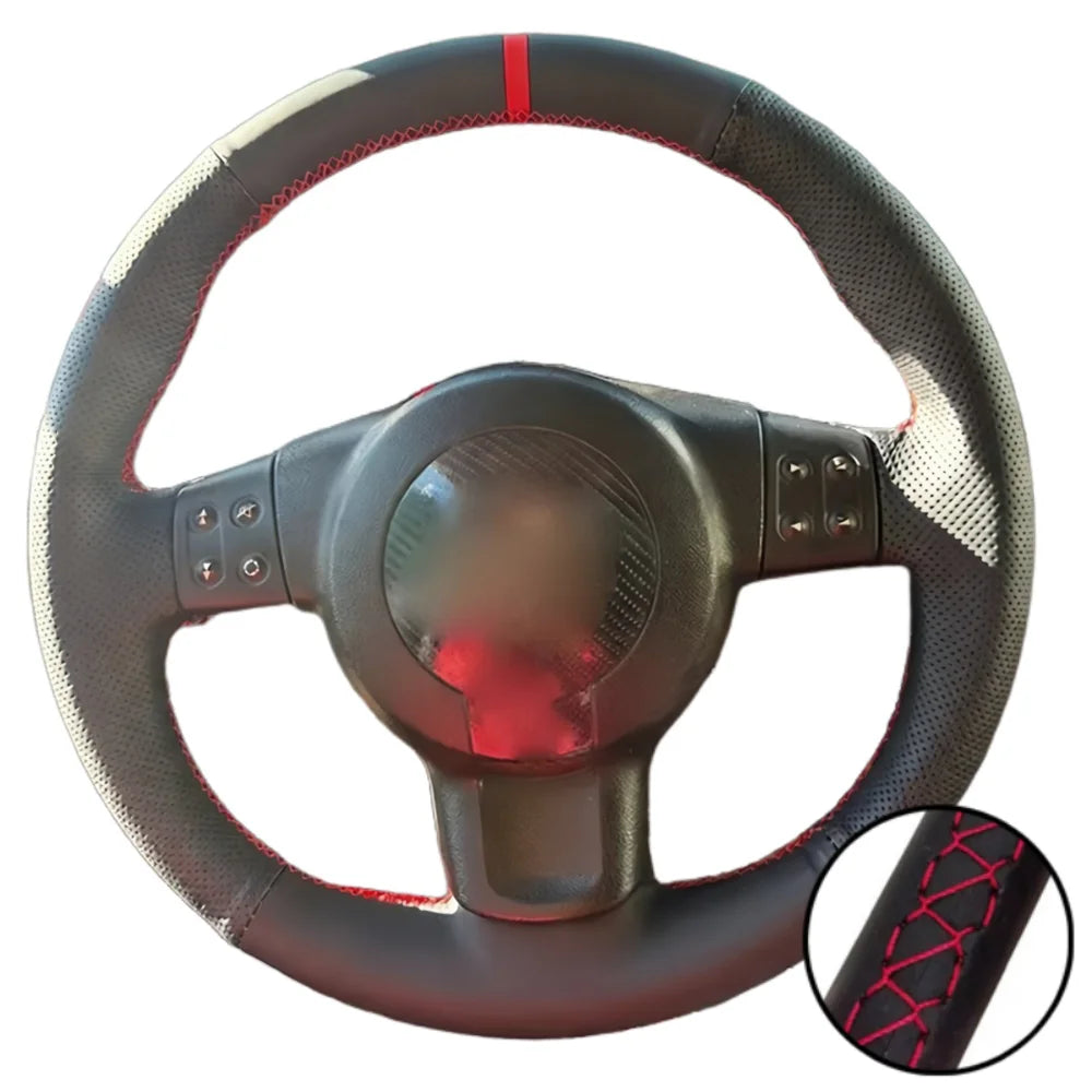 Car Accessories Hand Stitched Perforated Artificial Leather 2006-2008 Ibiza (6L) 2007 Steering Wheel Cover For Seat Leon (Mk2) by PDG ibma