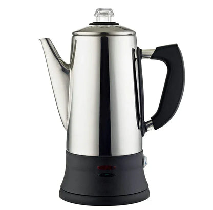 1.8L Electric Coffee Percolator 12 Cup Stainless Steel Coffee Pot with Keep Warm Function Reusable Filter Basket Coffee Maker
