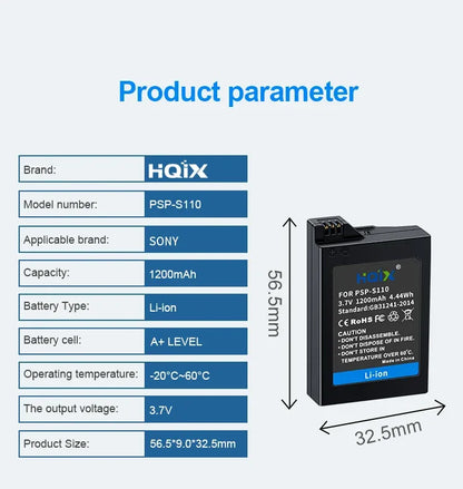 HQIX for Sony  PSP-2000 2001 2002 2003 2004 2005 2006 2007 2008 3000 3001 3002 3003 3004 Game Console PSP-S110 Charger Battery