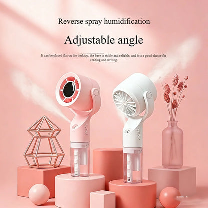 Portable Handheld Spray Mist Fan Mini Turbine Rechargeable Cooling Fan For Desktop Outdoor Camping Student Dormitory Summer Use