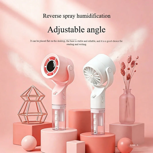 Portable Handheld Spray Mist Fan Mini Turbine Rechargeable Cooling Fan For Desktop Outdoor Camping Student Dormitory Summer Use