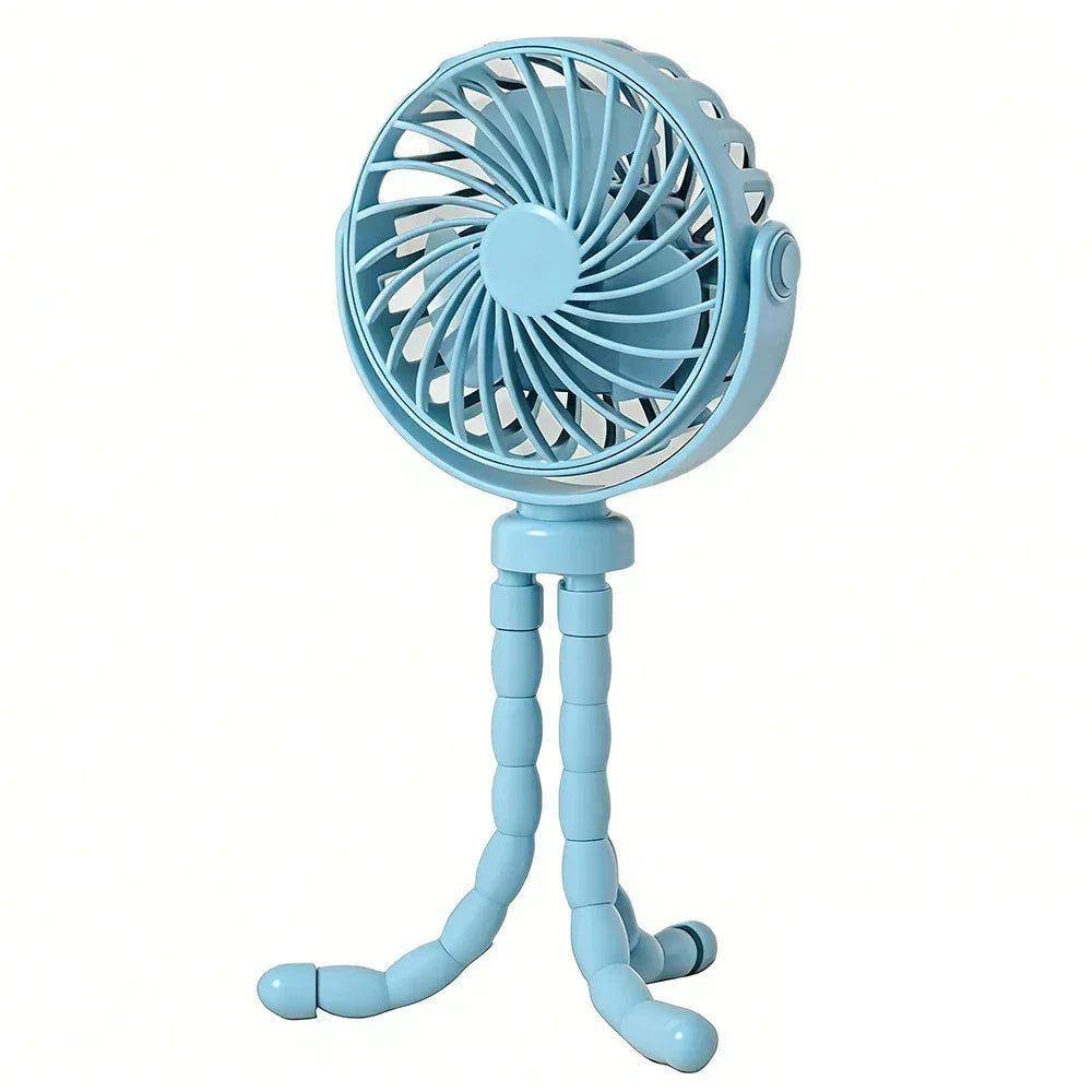 Mini USB Fan Rechargeable Octopus Multifunctional Fixable Small Fan Portable Desktop for Baby Stroller Bicycle with Soft Wind