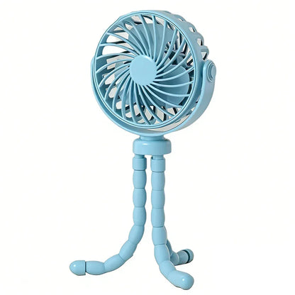 Mini USB Fan Rechargeable Octopus Multifunctional Fixable Small Fan Portable Desktop for Baby Stroller Bicycle with Soft Wind