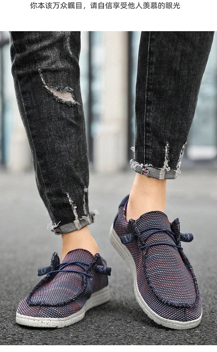Men 2025 New Leisure Sneakers Spring Summer Breathable Lightweight Outdoor Canvas Shoes Large Size Men's Shoes Walking Loafers