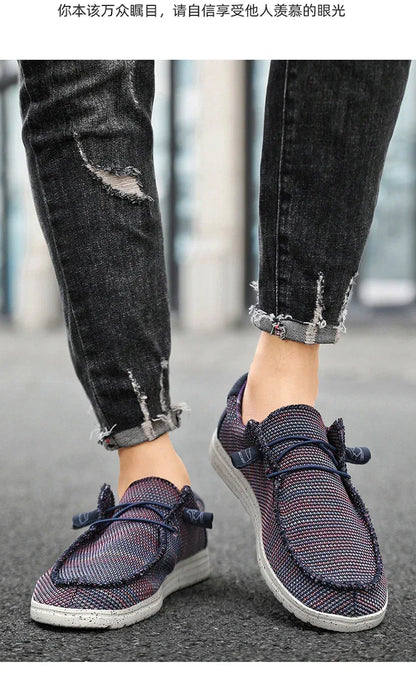 Men 2025 New Leisure Sneakers Spring Summer Breathable Lightweight Outdoor Canvas Shoes Large Size Men's Shoes Walking Loafers
