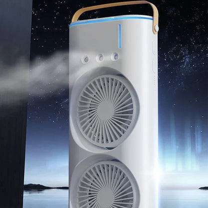 New USB Portable Dual Fan Air Cooler High-Power Desktop Fan with Cooling Mist Humidifier for Office Dormitory Home Use