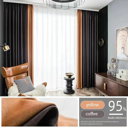 2025 New Spliced Two Color Bedroom Full Blackout Curtain Living Room Advanced Curtains Room Bay Window Light Luxury Drapes