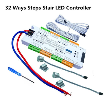 PIR Motion Sensor Stair LED Strip 12V SMD 5050 White / Warm White Lamp Tape Light 32 Ways Staircase Controller Step LED Ribbon