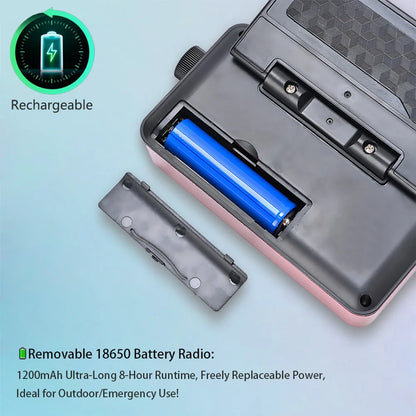Solar FM Radio Portable Bluetooth Speaker with LED Light support Recording TF Card USB Play Wireless Speaker Radio FM Receiver