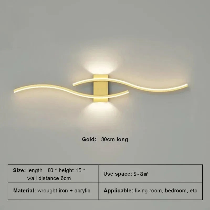 LED Wall Lamp 60/80CM Remote Control Wall Sconce Living Room TV Background Decor Bedroom Kitchen Stair Home Decor Led Lighting