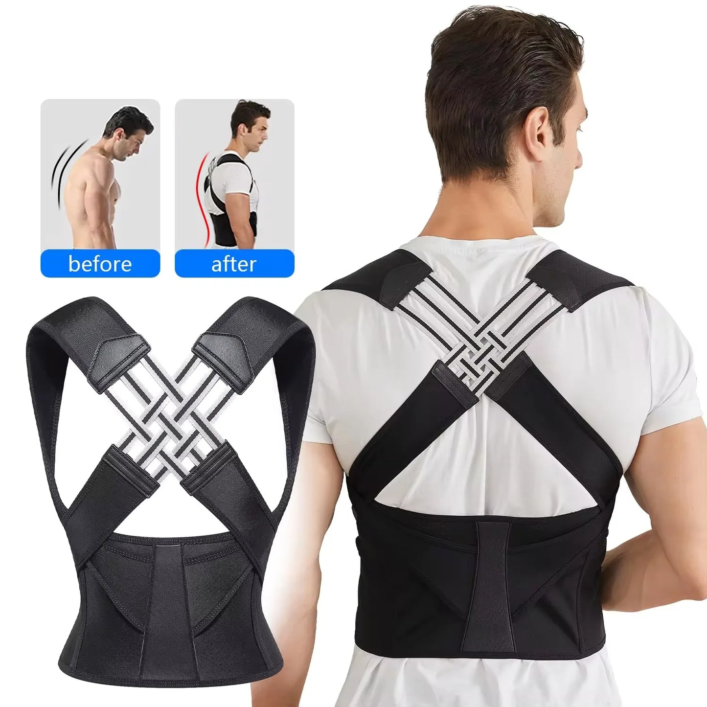 Back Brace Posture Support Wrap for Women & Men Back Lumbar Support Shoulder Posture Support for Posture & Back Neck