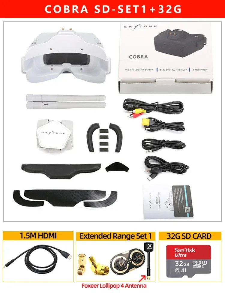 SKYZONE COBRA SD FPV Goggles 5.8G 48CH Diversity Receiver Screen Head Tracker Helmet 4.3inch LCD 800X480 For FPV RC Drone