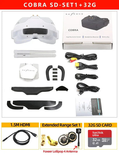 SKYZONE COBRA SD FPV Goggles 5.8G 48CH Diversity Receiver Screen Head Tracker Helmet 4.3inch LCD 800X480 For FPV RC Drone
