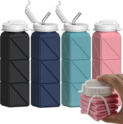 Collapsible travel water bottle, food grade BPA-free silicone collapsible water bottle, leak-proof portable water bottle, suitab
