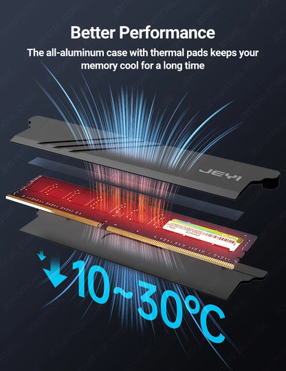 JEYI RAM Heatsink DDR2 DDR3 DDR4 DDR5 Aluminum Cooling Heatsink Memory With Thermal Pads Desktop for PC Easy Installation