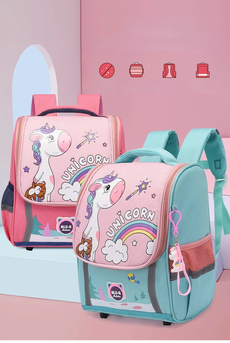 Waterproof Children Primary School Bags Cute Unicorn Rainbow Backpacks Kids Cartoon Animal Dinasour Shcoolbags for Kindergarten