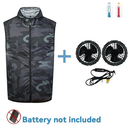 Summer Hooded Cooling Vest with Fans - Unisex Outdoor Gear for Work and Fishing