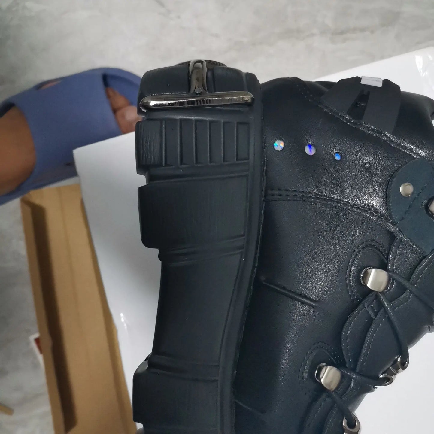 2025 Celebrity Inspired Heavy Metal Platform High-Top Shoes Women Punk Small Leather Shoes Gothic Dark Motorcycle Boots Fashion