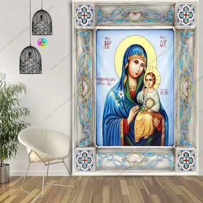 Icon of Christ Tapestry Jesus Easter Wall Decor God Home Decoration  Blessed Virgin Mary Wall Tapestries Christmas Room Decor