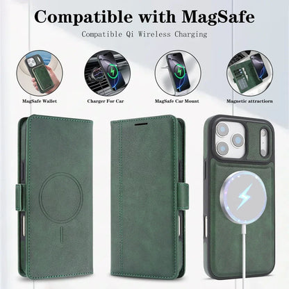2 in 1 Magsafe Wallet Case For iPhone 17 Promax Air 16 Pro Max 15 Plus 14 13 12 iphone17 Cards Slot Leather Flip Phone Cover