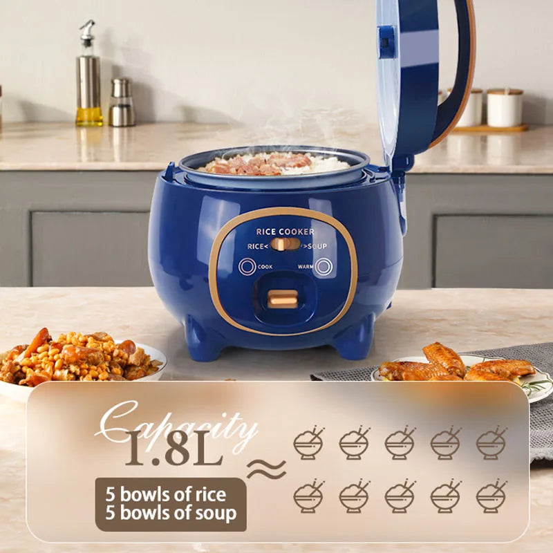 110V-220V Household Kitchen Electric Cooking machine Mini 1.8L Rice Cooker for Boiling Water, Rice, and Soup