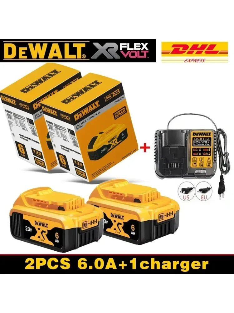 Original Dewalt 20V Battery, dewalt 2AH 3 5AH/6AH Rechargeable Lithium-Ion Battery, Dewalt DCB206 Power Tool Replacement Battery