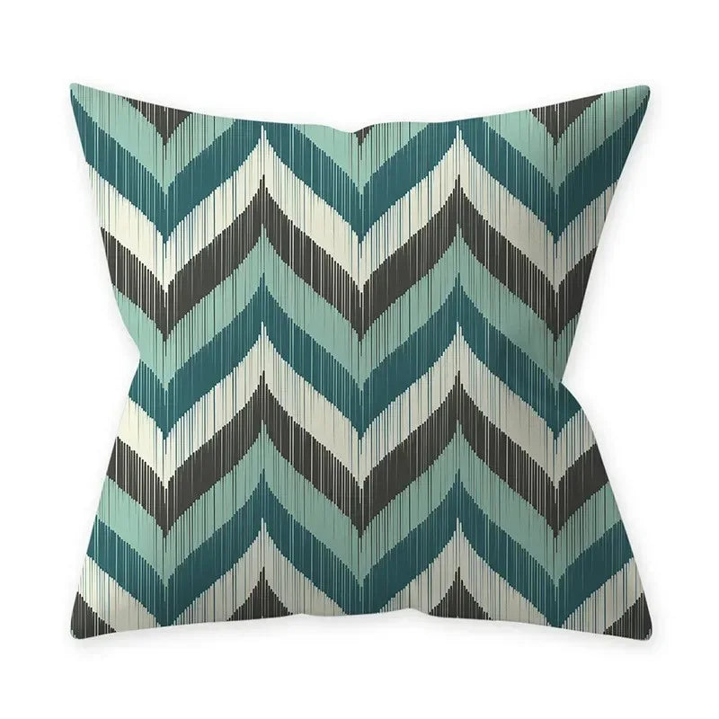 Teal Blue Cushion Cover Decorative Sofa Cushions Polyester Geometric Pillow Covers 45x45 Throw Pillows Single Side Pillowcases