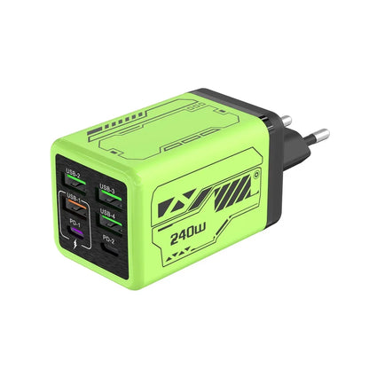 240W 6 Ports USB C Charger Fast Charging EU/US/UK Wall Charger For iPhone Samsung Xiaomi Type C Quick Charge Phone Power Adapter