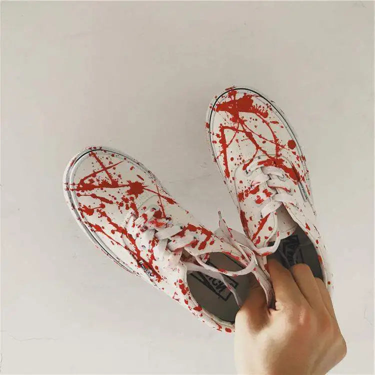 Graffiti Sneakers Men Women Black Ink Dirty Shoes Size 35-44 College Hiphop Style School Couple Shoes 2024 Spring Canvas Sneaker