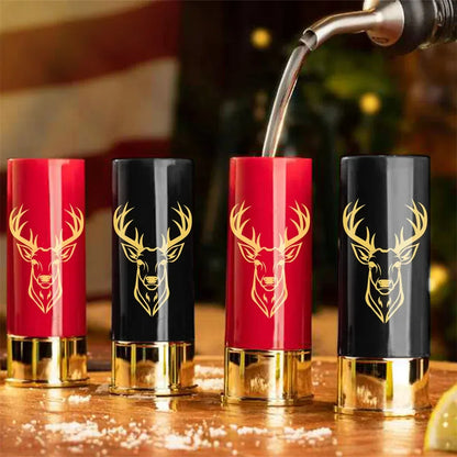 4pcs/Set Small Wine Cup Gift Box Creative Deer Head Pattern Plastic 12 GA Shot Glasses Wedding Party Drinkware Cup Gift