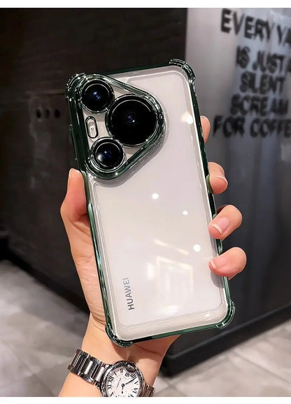 Case For Huawei Pura 80 Ultra 80 Pro plus Luxury Electroplating Transparent Four Corners Shockproof Back Cover For Huawei Pura80