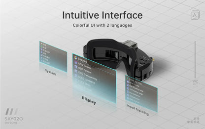 Skyzone Sky02o Racing FPV Goggles Glasses 600x400 OLED Steadyview Diversity Head Tracking Front Camera Receiver Included