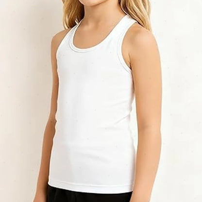 Boys Round Neck Sleeveless Stretch Undershirt Girls Seamless Cotton Wide Strap Racerback Tank Children Kids Vests 2T-14 Years