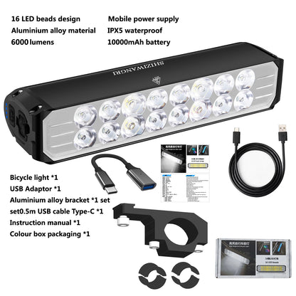 Bicycle Light Front 5200LM LED Light for Bicycle 8000mAh Mountain Cycle Headlight Lamp MTB Bike Light USB Flashlight Super Brigh