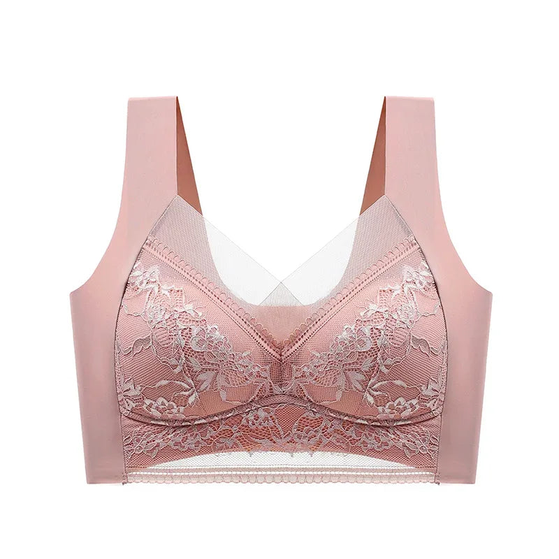 FallSweet Seamless Ice Silk Push Up Bra for Women Wireless Lace Bralette Plus Size Brassiere Summer Comfort Underwear Lingerie