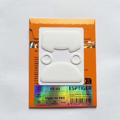 ESPTIGER ICE Mouse Skates for Razer Viper V4 Pro High Purity PTFE Mouse Feet 2.5D Edge Glides Curve Edge