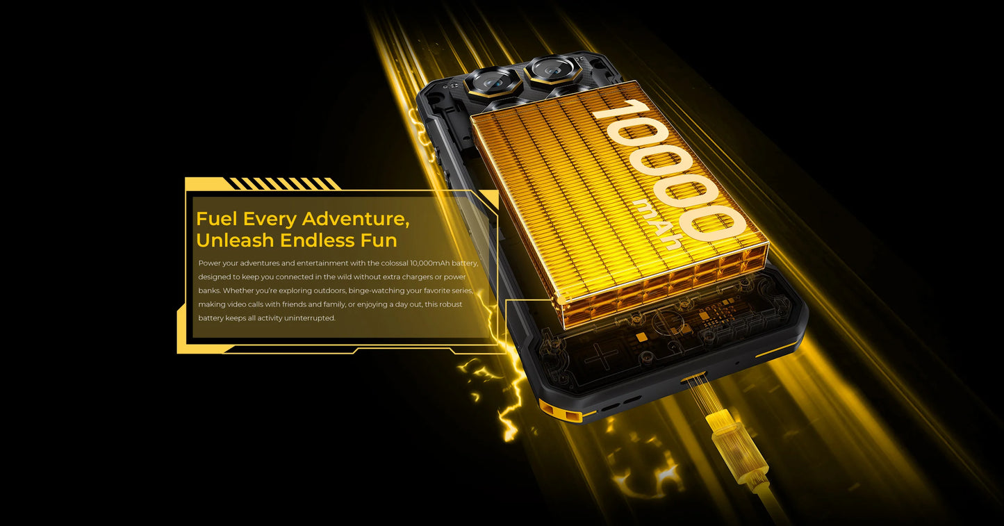 OUKITEL WP60 10000mAh Rugged Phone 7.2” HD+ Display 48GB(16+32) +512GB MTK 7025 Smartphone Android 15, 108MP Camera, NFC, 120Hz