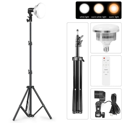85W LED Photographic Lighting Bulbs E27 Base Lamp With Remote Control Dimmable Daylight Bulb For Photo Studio Softbox