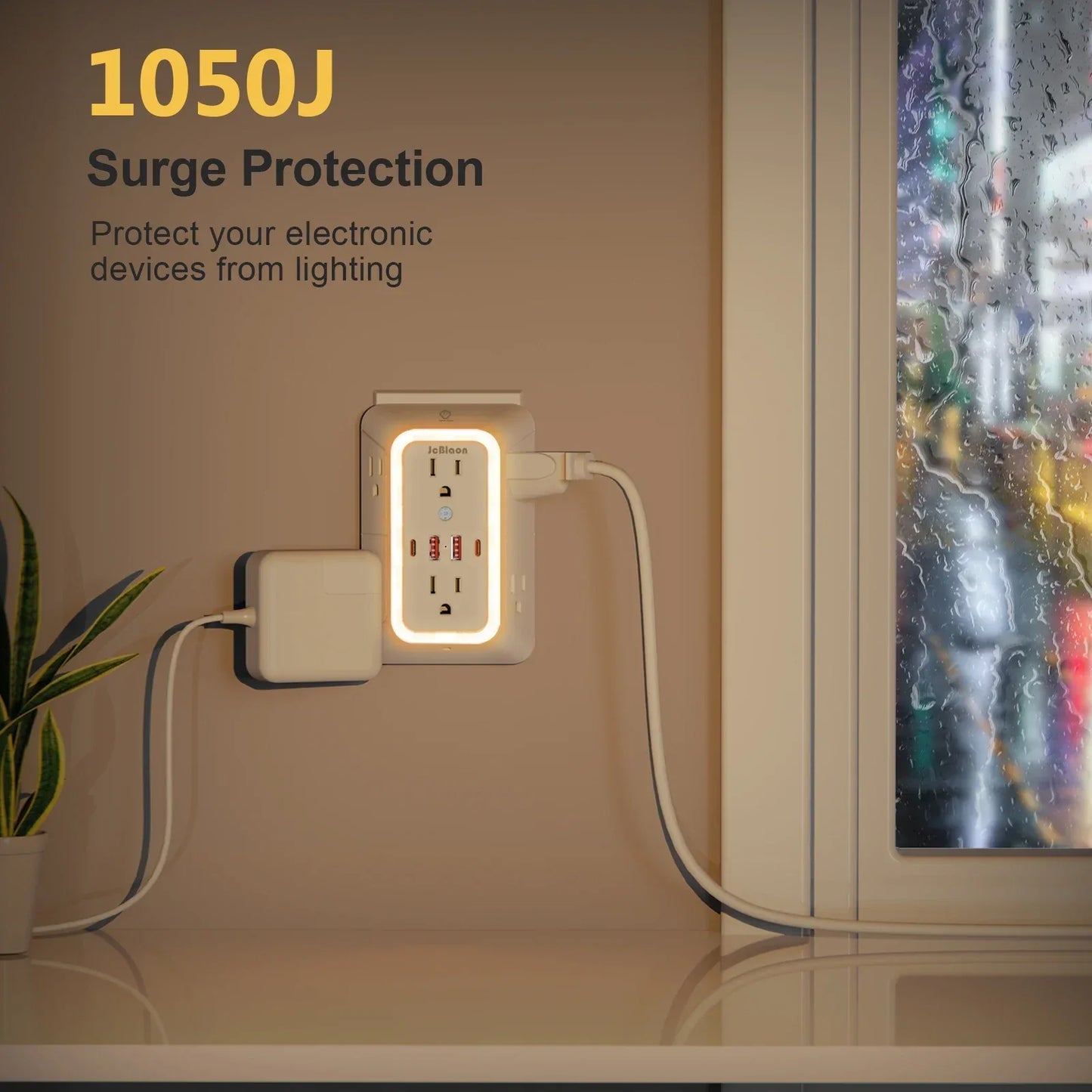 US AC Plug with Induced Light Wall Mounted Power Strip Multi-sockets Network Filter with USB Charging Network Filter Adapter