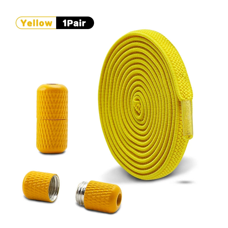 Metal Capsule Buckle Shoelaces without ties Sneaker Flats Elastic Laces Kids Adult Quick Lace On/Off Shoelace 1Pair/2Pair