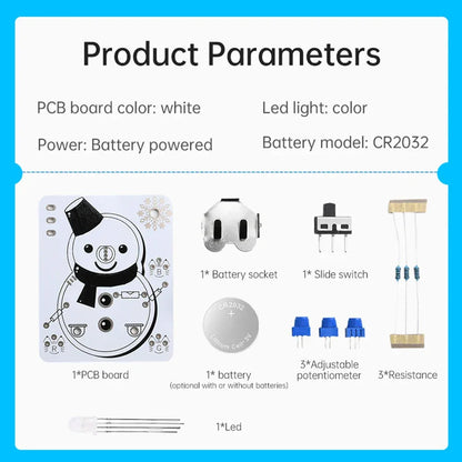 Ice and snow themed LED snowman electronic beginner learning welding fun DIY kit LED light-emitting tube module DIY snowman kit