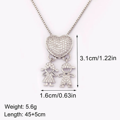 New Trendy Classic Design Shiny Crystal Zircon Charm Boy/Girl Pendant Necklaces For Women Mother's Day Chain Choker Jewelry Gift