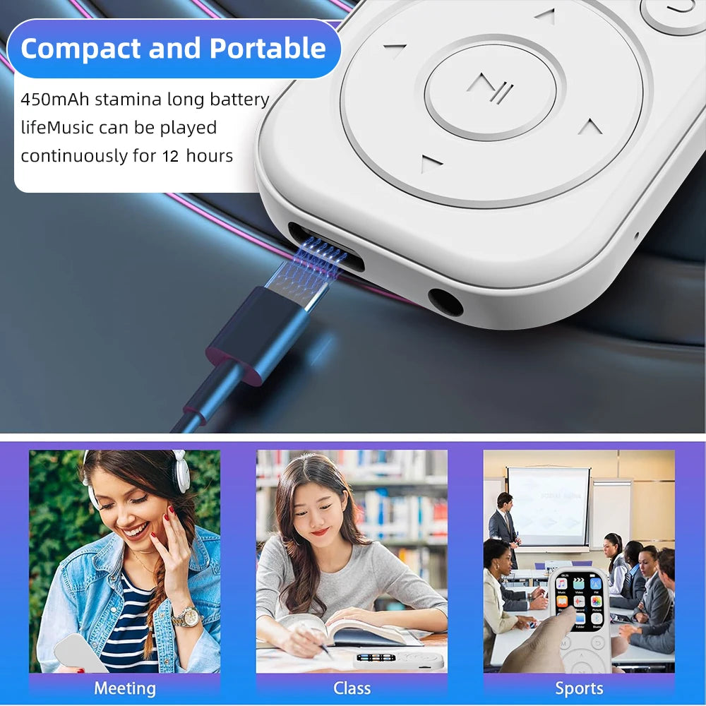 2026 New 1.8 inch Slim MP3 Player Bluetooth 5.4 — Portable Walkman, Compatible eBook Recording FM Radio Music Player