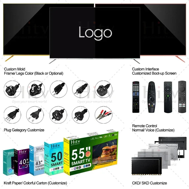 【Hot】55inch Android WebOs Smart TV Television 55 65 75 85 Inch Full Screen 4K UHD LED TV