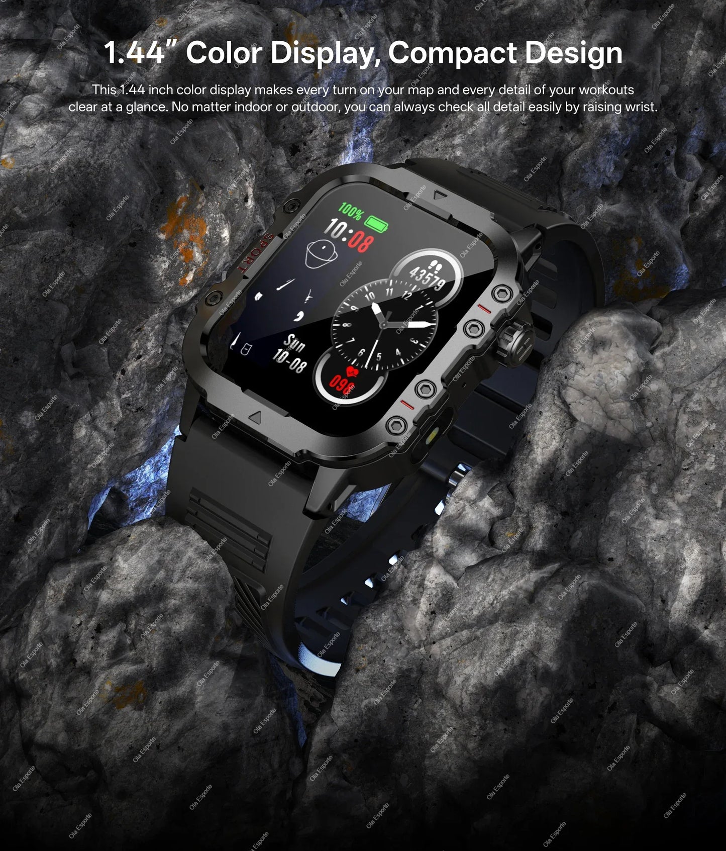 2026 Rugged Military Smart Watch Men's Outdoor Watch LED Flashlight 2.01'' HD Touch Screen Voice Bluetooth Call Smartwatch Gifts