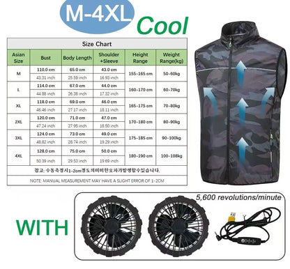 Summer Cool Vest Cooling Fan Vest Men Women Cooling Vest Work Sport Outdoor Camping Fishing Summer Cool Jacket