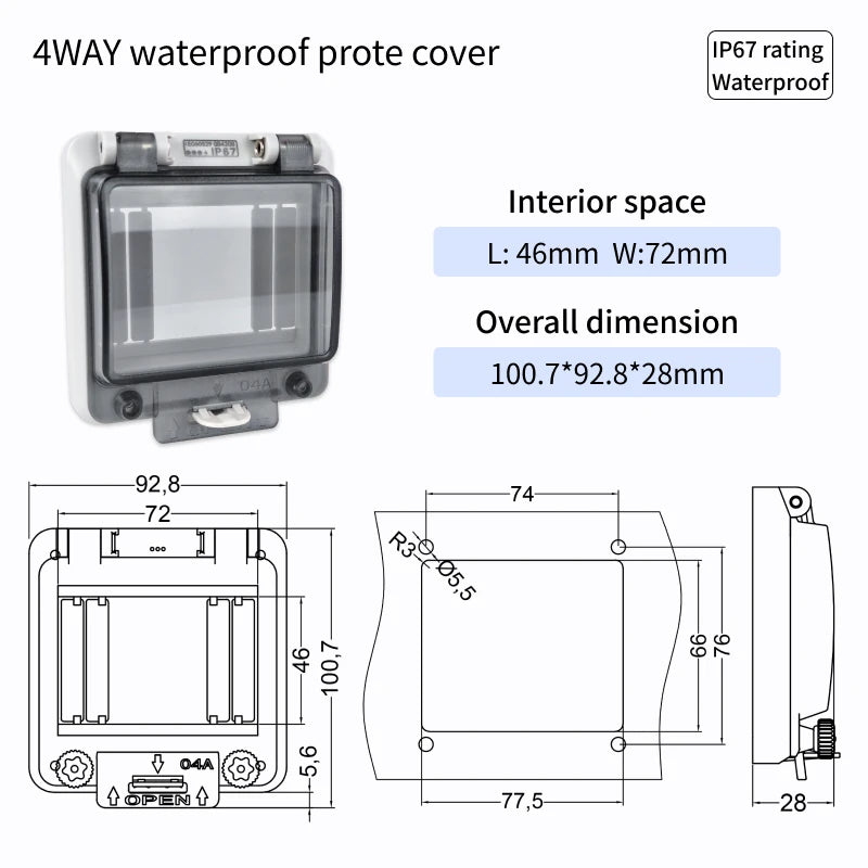Outdoor Waterproof Window Cover with Lockable Circuit Breaker Electrical Box, Transparent Cover for IP67-Rated Button and Instru